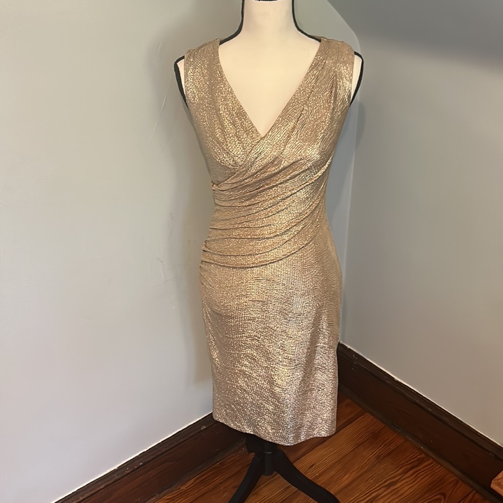 Cache (Size 4) Gold Dress, brand new with tags.